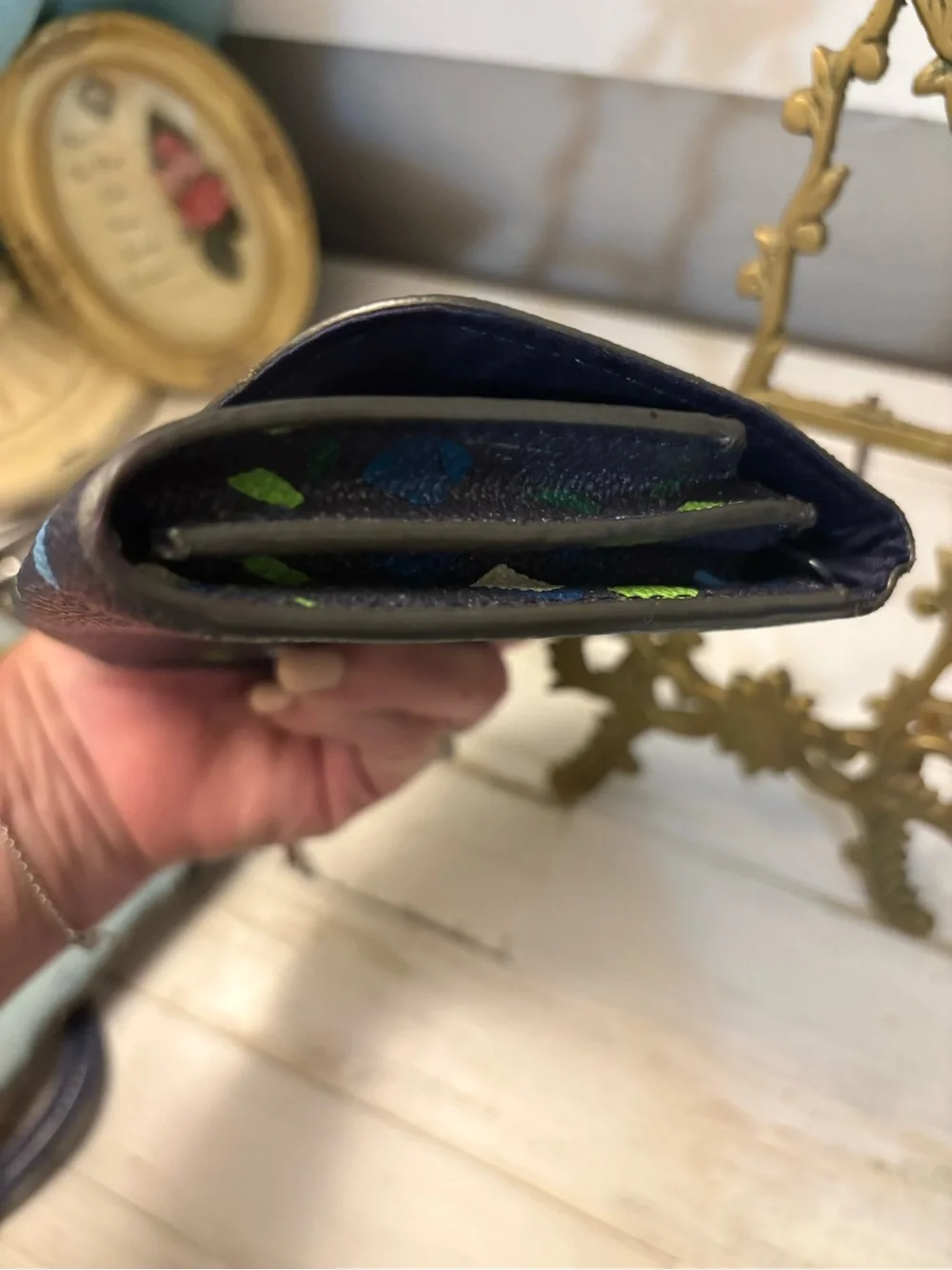 Vera Bradley Navy Confetti Compact Wallet - Picture 6 of 7